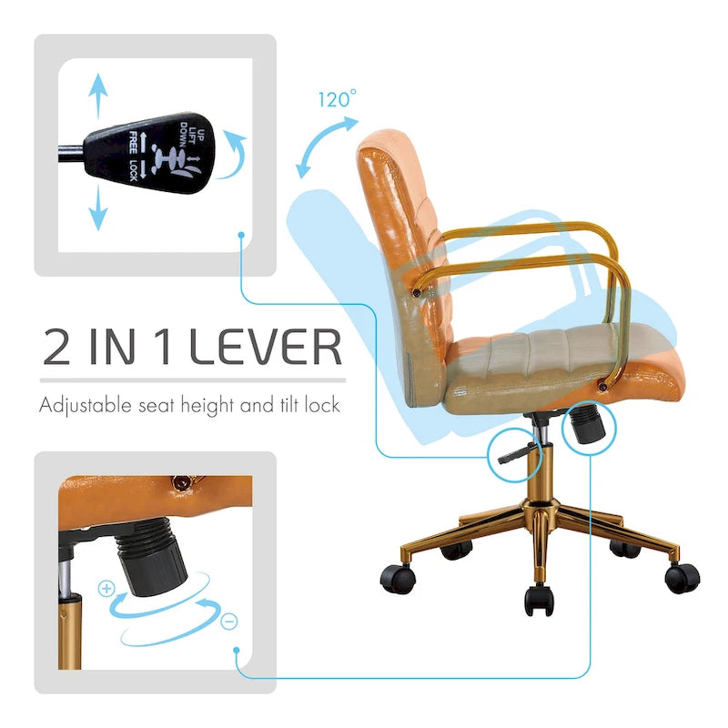 Fauteuil de bureau pivotant, en cuir PU, avec roulettes