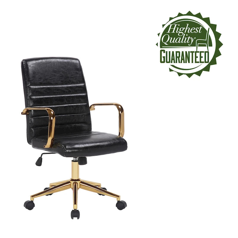 Fauteuil de bureau pivotant, en cuir PU, avec roulettes