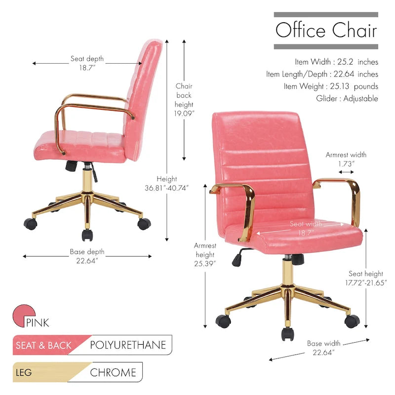 Fauteuil de bureau pivotant, en cuir PU, avec roulettes