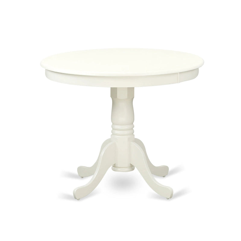 Table et chaises de salle à manger - table à manger ronde et chaises en lin beige clair, blanc lin