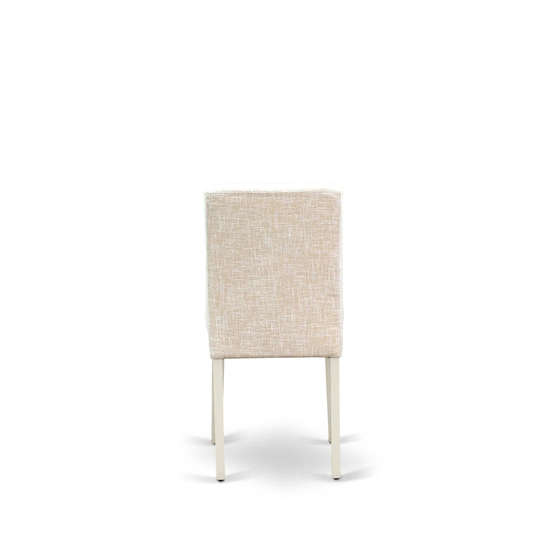 Table et chaises de salle à manger - table à manger ronde et chaises en lin beige clair, blanc lin