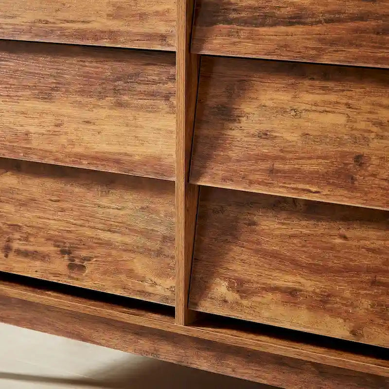 Commode à 6 tiroirs de style Mid-Century Modern avec motif biseauté