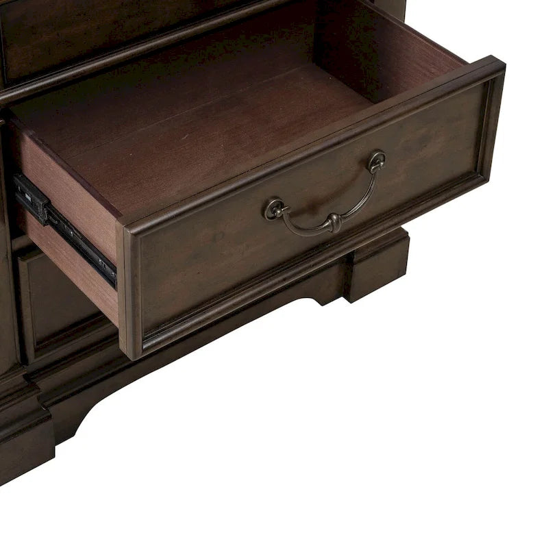 Table de chevet en bois de cerisier satiné avec station de recharge