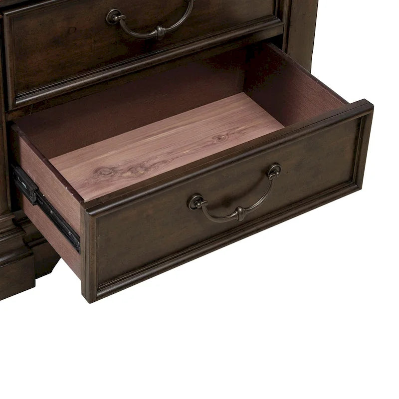 Table de chevet en bois de cerisier satiné avec station de recharge