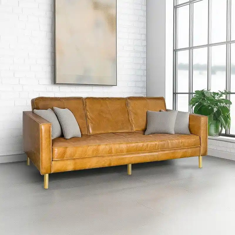 Canapé Minimaliste en Cuir Naturel de Luxe