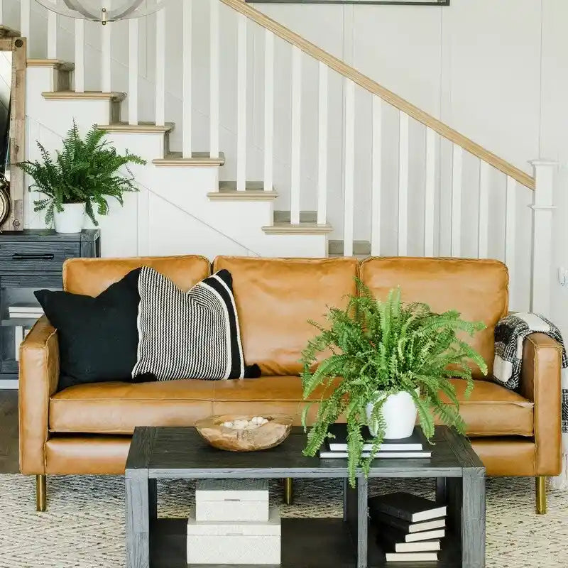 Canapé Minimaliste en Cuir Naturel de Luxe