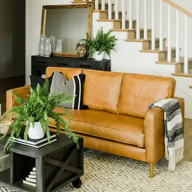 Canapé Minimaliste en Cuir Naturel de Luxe