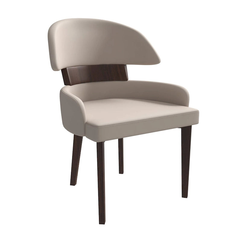Chaise de salle à manger en cuir à dossier incurvé en bois d'hévéa