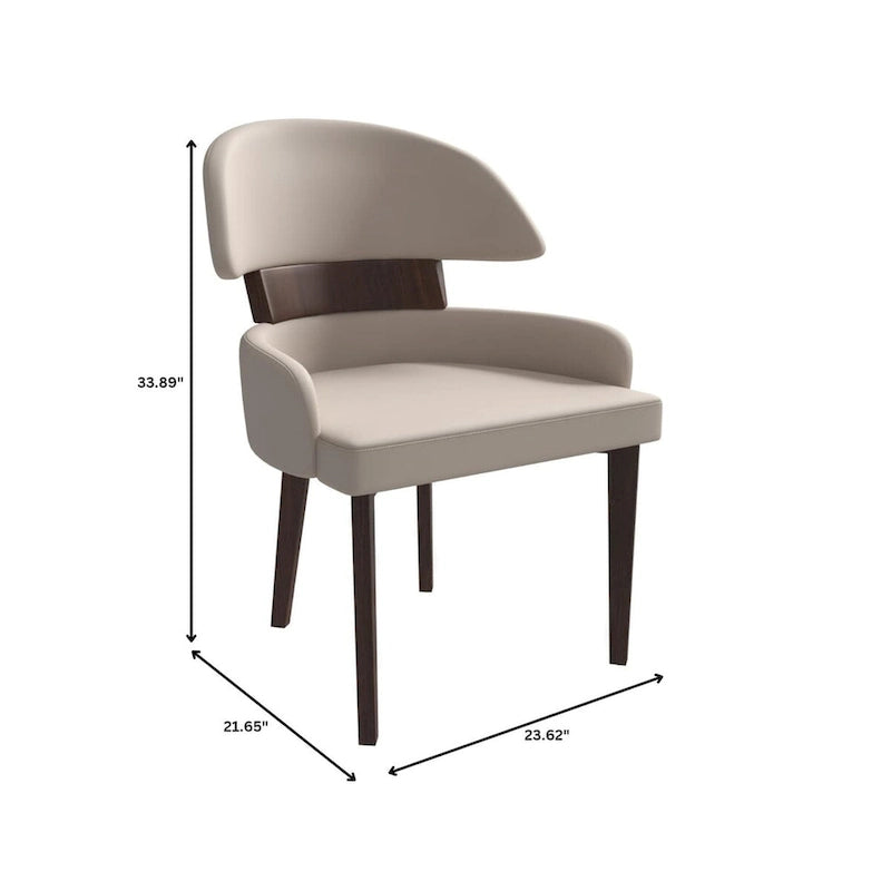 Chaise de salle à manger en cuir à dossier incurvé en bois d'hévéa