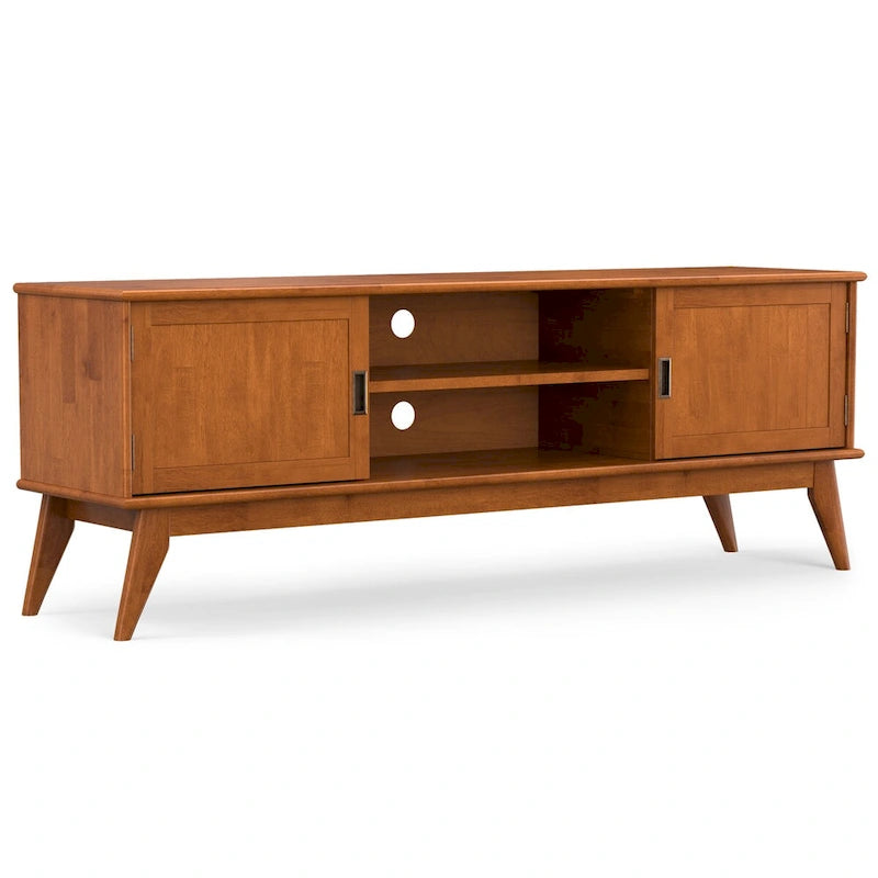 Meuble TV moderne en bois massif, brun teck
