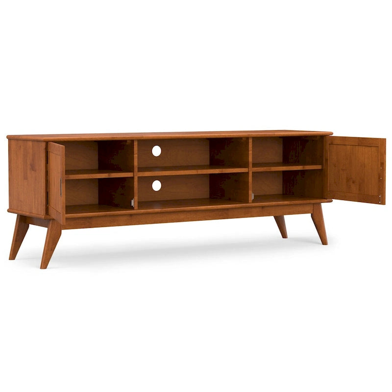 Meuble TV moderne en bois massif, brun teck
