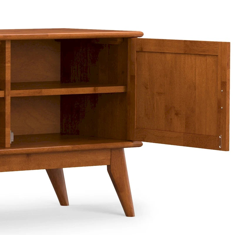 Meuble TV moderne en bois massif, brun teck