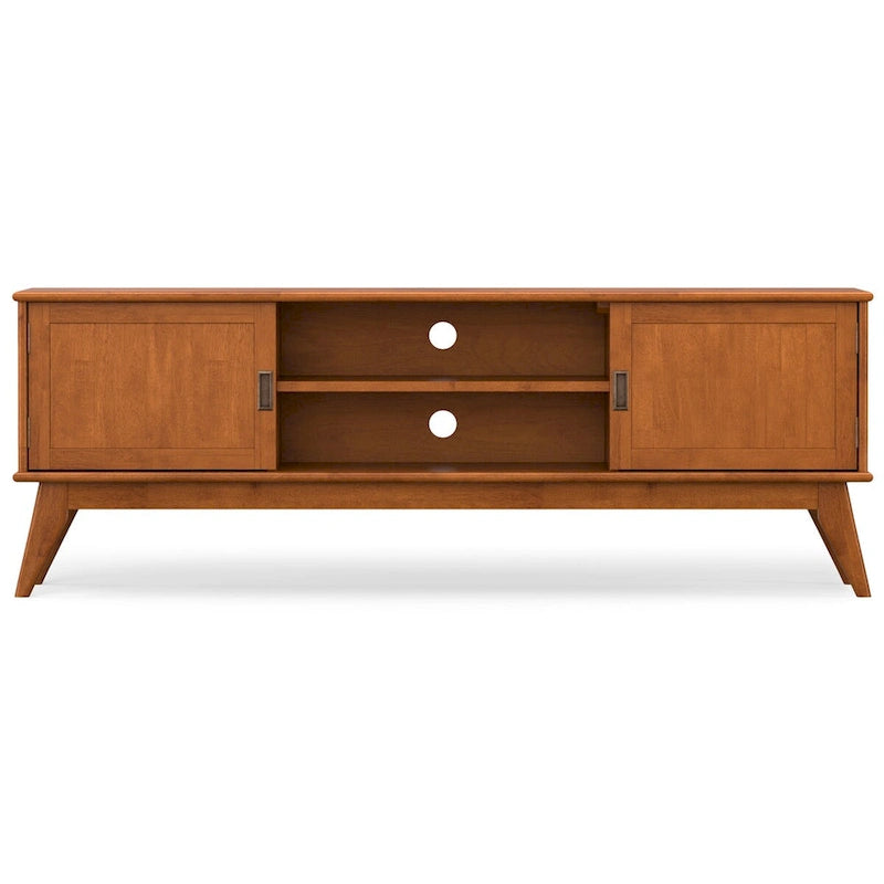 Meuble TV moderne en bois massif, brun teck