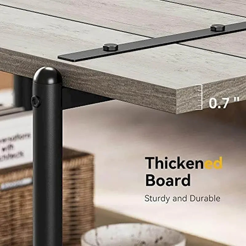 Grande table basse en bois à double plateau